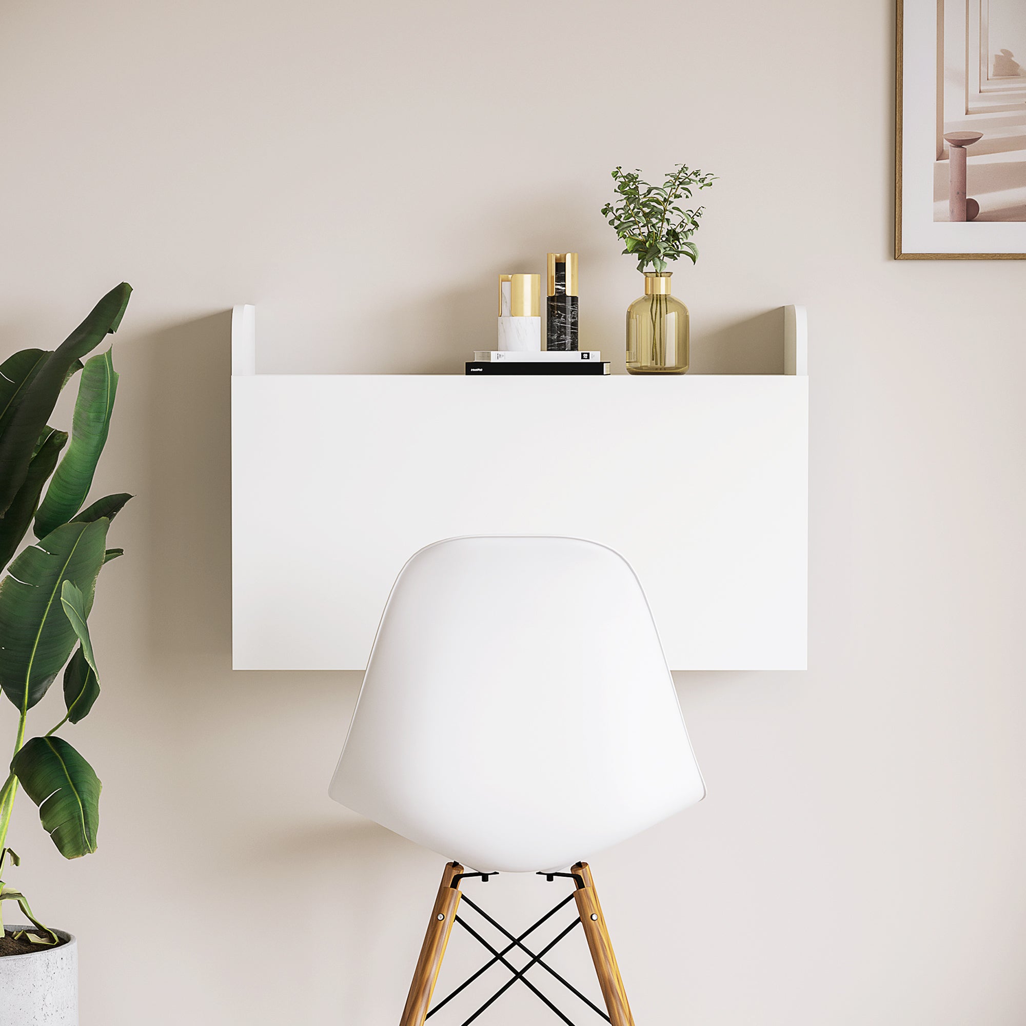 HOMCOM Wall Mounted Table, Drop Leaf Floating Laptop Desk with Space Saving Storage Compartments for Home Office and Study, 77cm x 20cm x 51cm, White 
