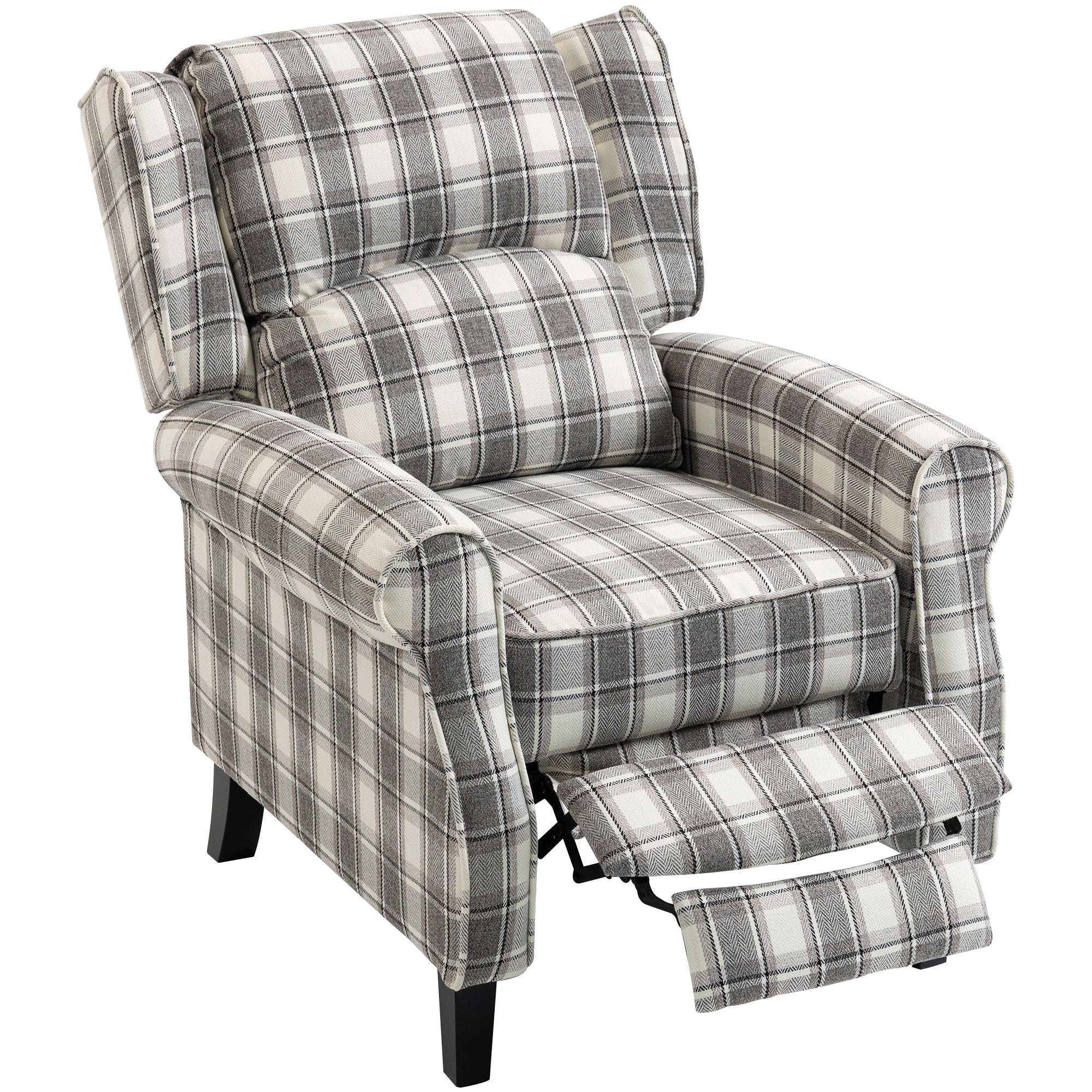 HOMCOM 160° Reclining Armchair, with Footrest - Grey and White 