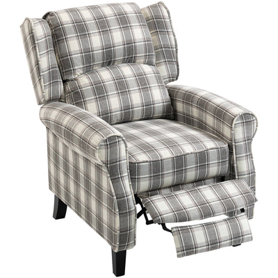 HOMCOM 160° Reclining Armchair, with Footrest - Grey and White 