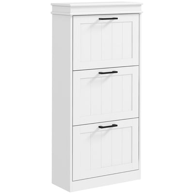 HOMCOM Three-Drawer Minimalistic Shoe Storage Cabinet, for 15 Shoes 