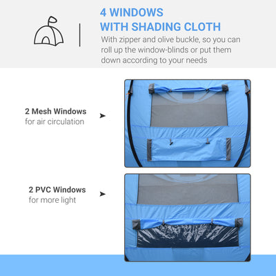 Outsunny 4-5 Person Pop-up Camping Tent Family Tent w/ 2 Mesh Windows & PVC Windows Portable Carry Bag for Outdoor Trip, Sky Blue 