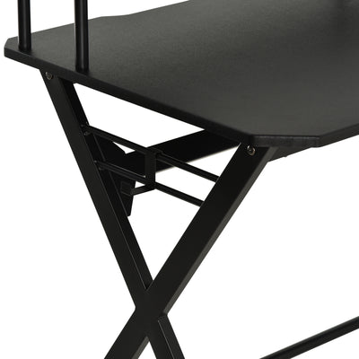 HOMCOM Gaming Desk Writing Racing Computer Table Workstation with Headphone Hook Curved Front Adjustable Feet for Home Office Use 140 x 60cm 