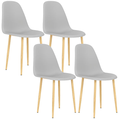 HOMCOM Modern Dining Chairs Set of 4, Kitchen Chairs with Backrest and Steel Legs for Dining Room, Living Room, Grey 