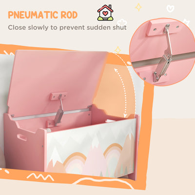 ZONEKIZ Toy Box, Kids Storage Chest, with Lid, Safety Hinge - Pink 