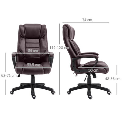 Vinsetto High Back Executive Office Chair 6- Point Vibration Massage Extra Padded Swivel Ergonomic Tilt Desk Seat, Brown 