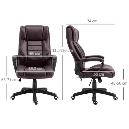 Vinsetto High Back Executive Office Chair 6- Point Vibration Massage Extra Padded Swivel Ergonomic Tilt Desk Seat, Brown 