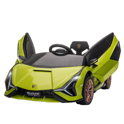 HOMCOM Lamborghini Sian Licensed 12V Kids Electric Ride On Car 2 Motors Toy Car with Remote Control Music Lights MP3 for 3-5 Years Green 