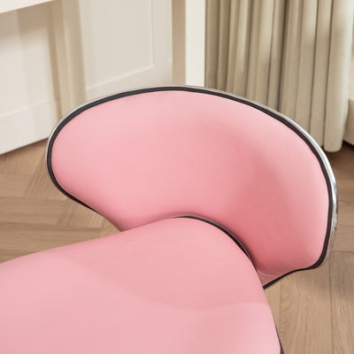 HOMCOM Adjustable Rolling Swivel Beauty Salon Chair, Stool for Spa, Pink 