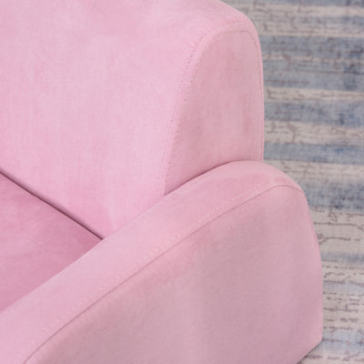 HOMCOM 2-in-1 Kids Armchair, Toddler Sofa Bed, with Wood Frame, for Bedroom, Playroom - Pink 