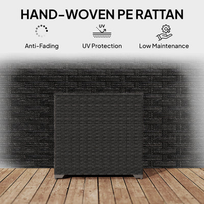 Outsunny 253L Garden Storage Box, Rattan Deck Box with Zipped Liner, Safe Pneumatic Rod, Patio Storage Container, Black 
