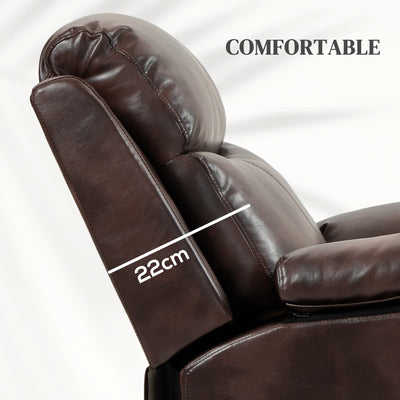 HOMCOM Faux Leather 70\'c2\'b0 Electric Riser Recliner Chair, Dark Brown 