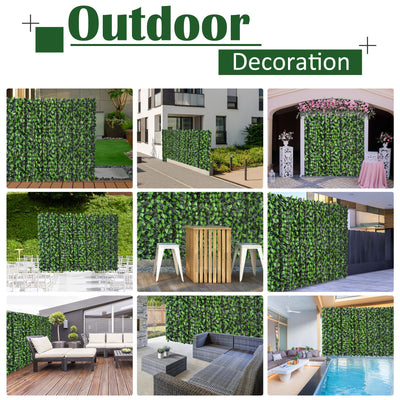Outsunny Artificial Leaf Hedge Screen Privacy Fence Panel for Garden Outdoor Indoor Decor 3M x 1M Light Green and Dark Green 