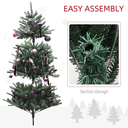 HOMCOM 6ft Artificial Christmas Tree, with Purple Decorations and Lights 