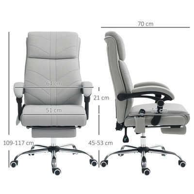 Vinsetto Faux Leather Massage Office Chair - Light Grey 