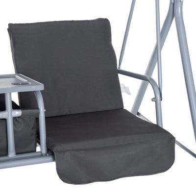 Outsunny Steel Frame 2-Seater  Swing Chair w/ Table Grey 