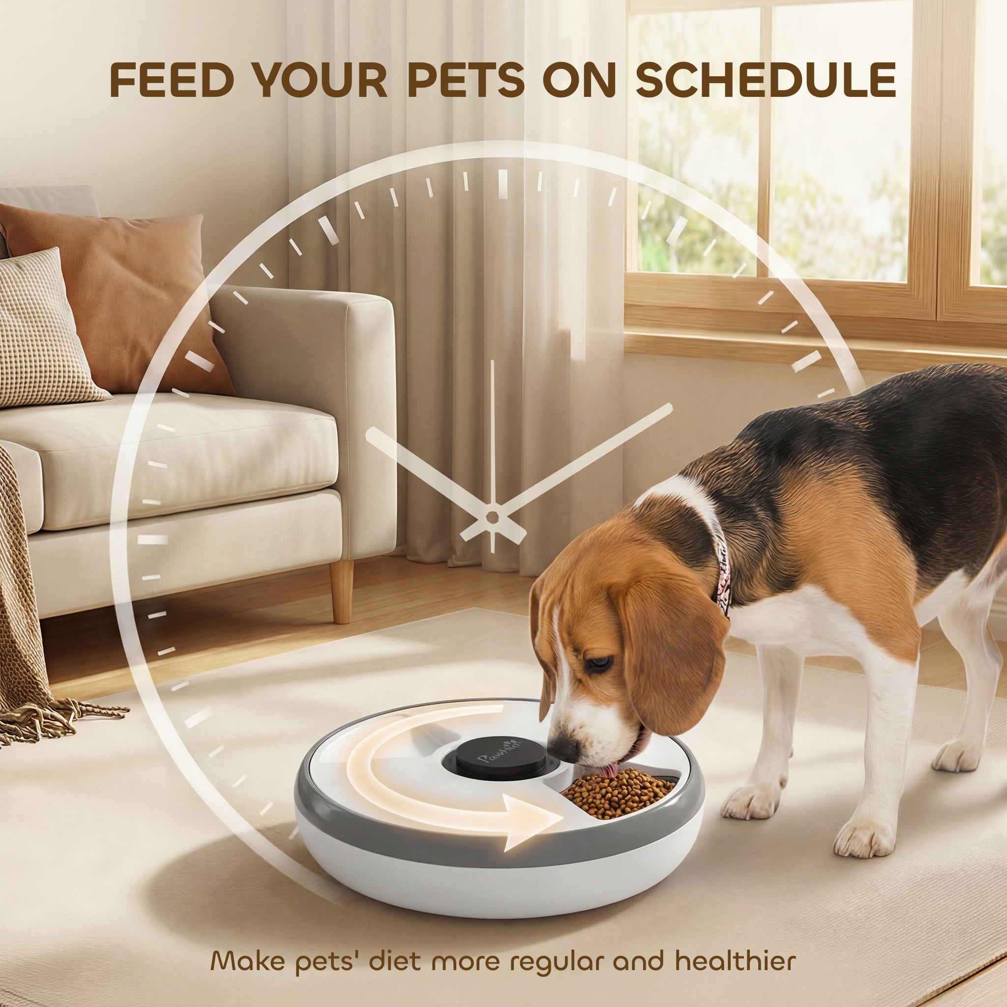 PawHut Automatic Cat Feeder Programmable Timer for Dry Wet Food Cat Food Dispenser with Ice Pack for 6 Meals 
