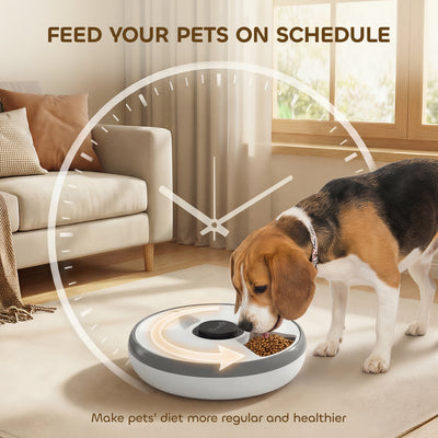 PawHut Automatic Cat Feeder Programmable Timer for Dry Wet Food Cat Food Dispenser with Ice Pack for 6 Meals 