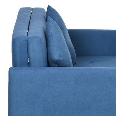 HOMCOM 2 Seater Sofa Bed, Convertible Bed Settee, Modern Fabric Loveseat Sofa Couch with 2 Cushions, Hidden Storage for Living Room, Guest Room, Deep Blue 