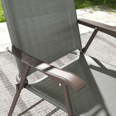 Outsunny Set of Two Folding Garden Chairs, with Fabric Mesh Seats - Dark Grey 