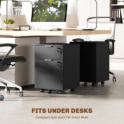 HOMCOM Two-Drawer Lockable Filing Cabinet - Black 