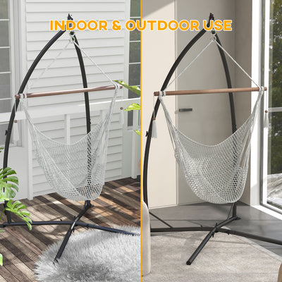 Outsunny Hammock Chair Stand, Hanging Heavy Duty Metal Frame Hammock Stand with Chain, for Hanging Hammock Air Porch Swing Chair, Egg Cahir, Indoor & Outdoor Use, Black 