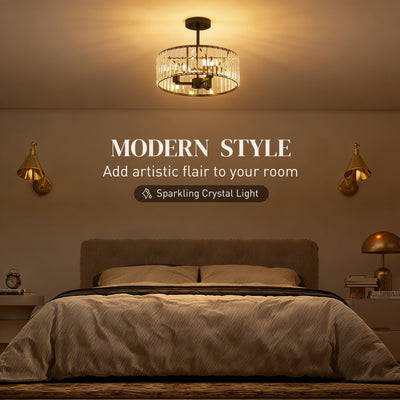 HOMCOM Crystal Ceiling Light, Semi Flush Mount Modern Crystal Chandelier Ceiling Light, E14 Base 3-Lights, Bulbs Not Included 