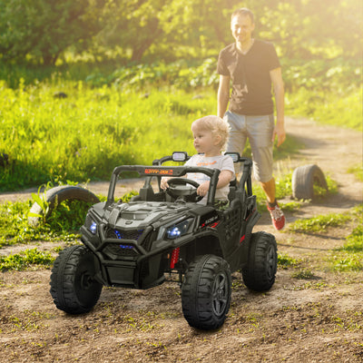AIYAPLAY 24V 2 Seater Kids Electric Car with Remote Control, Suspension System,  Slow Start, 3 Speeds, for 3-8 Years, Black 