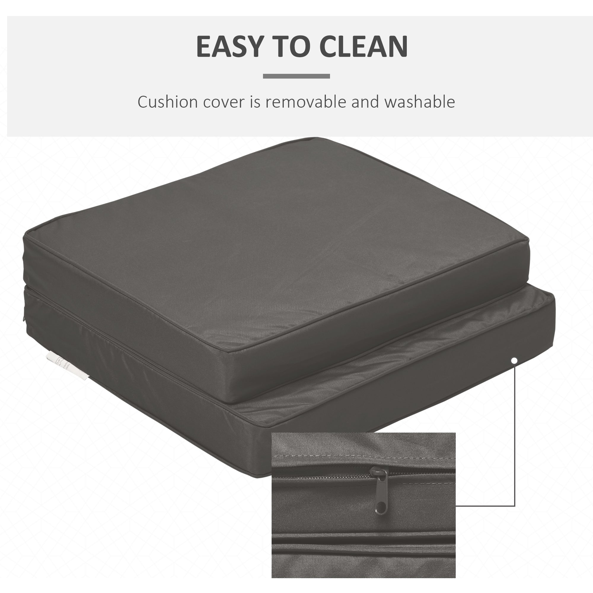 Outsunny Set of 2 Garden Seat and Back Cushion Set, Replacement Cushions for Outdoor Furniture with Seat Cushion and Back Cushion, Dark Grey 