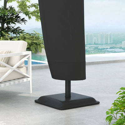 Outsunny Parasol Cover, Cantilever Umbrella Cover, Banana Umbrella Protector with Zipper for Outdoor Garden, Patio, Black 