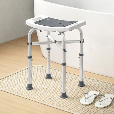HOMCOM 44-51.5cm Aluminium Frame Shower/Bath Stool - Grey 