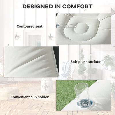 Outsunny Inflatable Sofa Chair and Foot Stool Set with Cup Holder, for Gaming, Reading and Movie Watching, Grey 