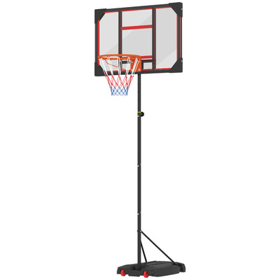 AIYAPLAY Basketball Hoop Outdoor Indoor, 210-260cm Height Adjustable Basketball Hoop with Wheels, Larger Base, for 6+ Years, Red 
