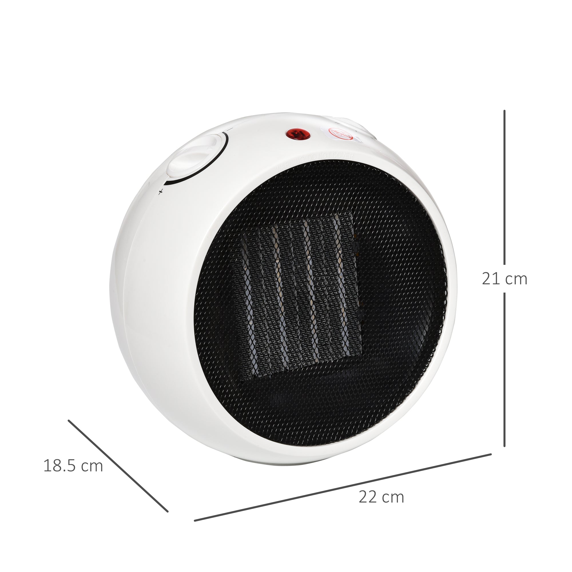 HOMCOM Small Table Top Space Heater, Ceramic Electric Heater with 2 Heat and Fan, Adjustable Temperature, Tip-Over & Overheating Protection, 900W/1500W 