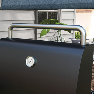 Outsunny Charcoal BBQ, with Thermometer, Shelves and Wheels 
