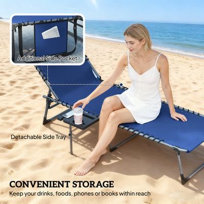 Outsunny Five-Position Reclining Sun Loungers Set of 2 - Dark Blue 