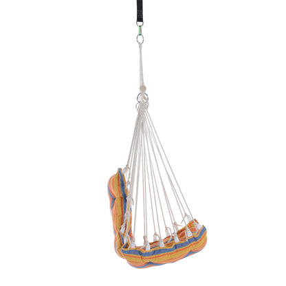 Outsunny Outdoor Hanging Rope Chair with Soft Padded Seat & Backrest, Garden Hammock Chair with Wooden Support Bar Cotton Cloth, Portable Garden Chair for Patio & Tree, Orange 