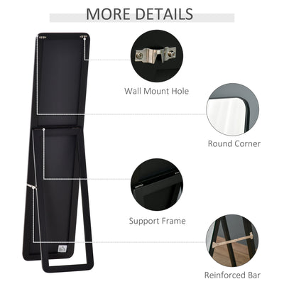 HOMCOM Full Length Mirror, Free Standing or Wall Hanging, Tall Full Body Mirror for Bedroom, Hallway, Black 
