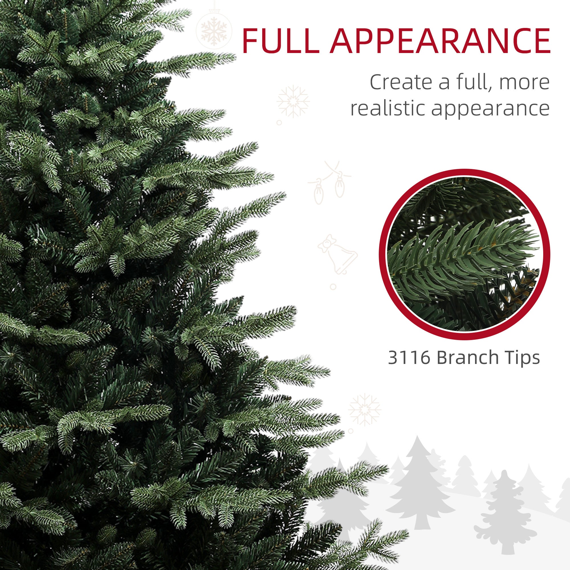 HOMCOM 7ft Artificial Spruce Christmas Tree - Green 
