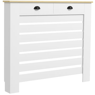 HOMCOM 95.5H x 111Wcm Radiator Cover, with Drawer - White 