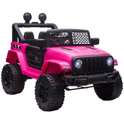 HOMCOM Kids Electric Ride On Car 12V Off Road Toy with Parental Remote Control 2 Motors Horn Lights Suspension Wheels for 3-6 Years Old Pink 