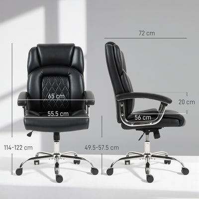 HOMCOM Big and Tall Office Chair 180kg with Spring Cushion, PU Leather - Black 