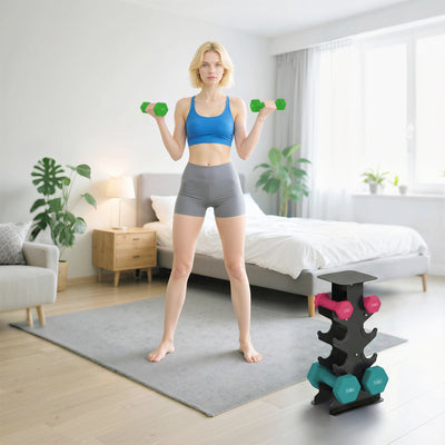 SPORTNOW Hex Dumbbells Set with Dumbbell Rack, Non Slip Hand Weights for Home Gym Strength Training, 2 x 1kg, 2 x 3kg, 2 x 5kg 