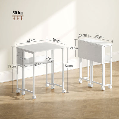HOMCOM 63 cm Drop Leaf Writing Work Desk - White 