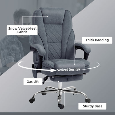Vinsetto Massage Office Chair, Heated Reclining Computer Chair with Adjustable Height and Footrest, Dark Grey 
