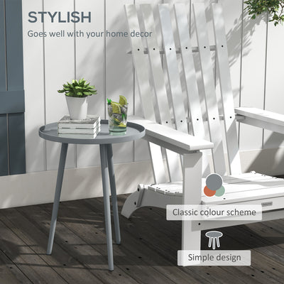 Outsunny Round Garden Coffee Table, Outdoor Side Table with Rounded Steel Edge, Ø40 x 50H cm, Grey 
