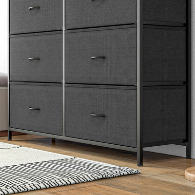 HOMCOM Bedroom Chest of Drawers, 10 Drawer Dresser with Foldable Fabric Drawers and Steel Frame, Black 