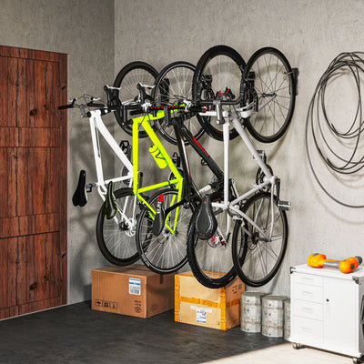SPORTNOW 4 Pack Bike Rack, Wall Mounted Bicycle Hanger Hook, Foldable Garage Bike Wall Rack, Bicycle Storage Holder for Indoor Outdoor Use 