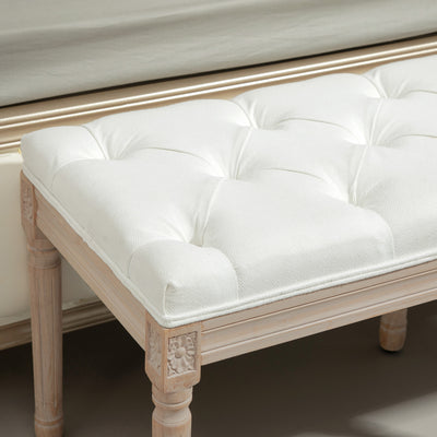 HOMCOM Vintage French Look Bed End Bench - Cream White 