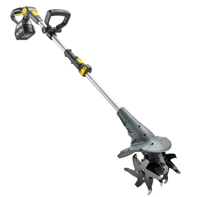 Outsunny Cordless Tiller, 18V Electric Garden Rotavator with 2 x 4000mAh Batteries, Charger, 20cm Tilling Width & 18cm Depth 
