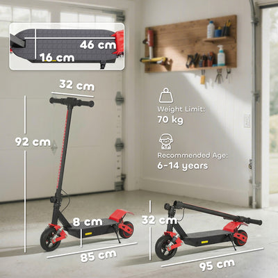 AIYAPLAY Foldable Kids Electric Scooter with LCD Display, Dual Shock Absorption, Up to 15 KM/H, Max Range 6 KM for Age 6-14, Red 